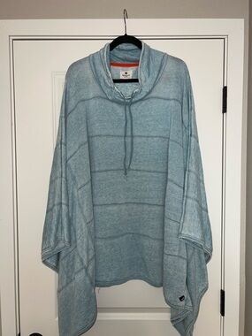 Sperry Pale Blue Hooded Drawstring Pullover Poncho Size L